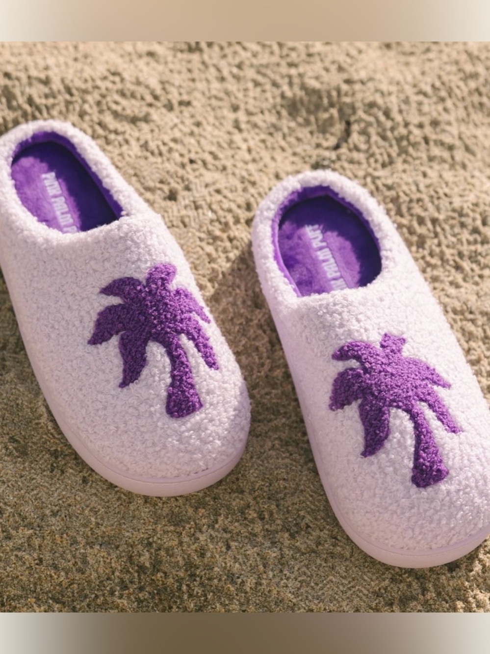 Pink Palm Puff Malibu Slippers Twilight